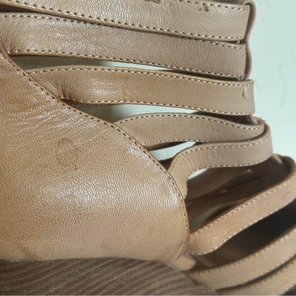 Jeffrey Campbell Ibiza Last Tan Wedge Sandal Booties with Cage Design - Picture 7 of 8